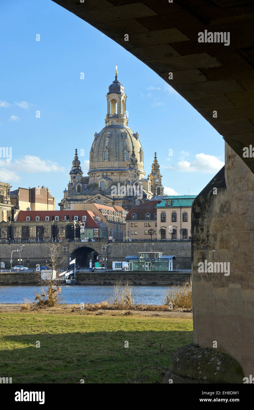 Iglesia Frauenkirche de Dresde, Sajonia, Alemania. Foto de stock