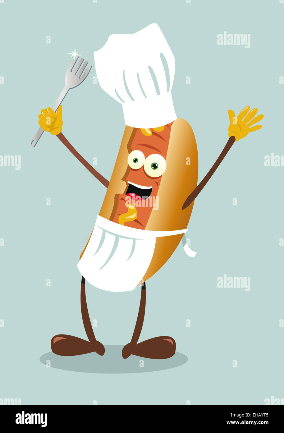 Una caricatura de vectores que representan un gracioso señor hot dog