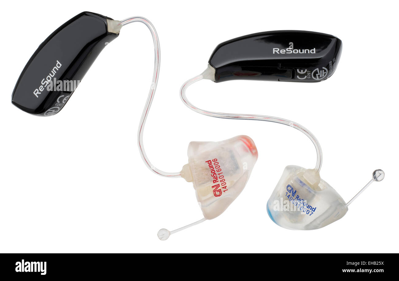 Resuenan Linx audífonos. Dispositivos de escucha de alta calidad. Foto de stock