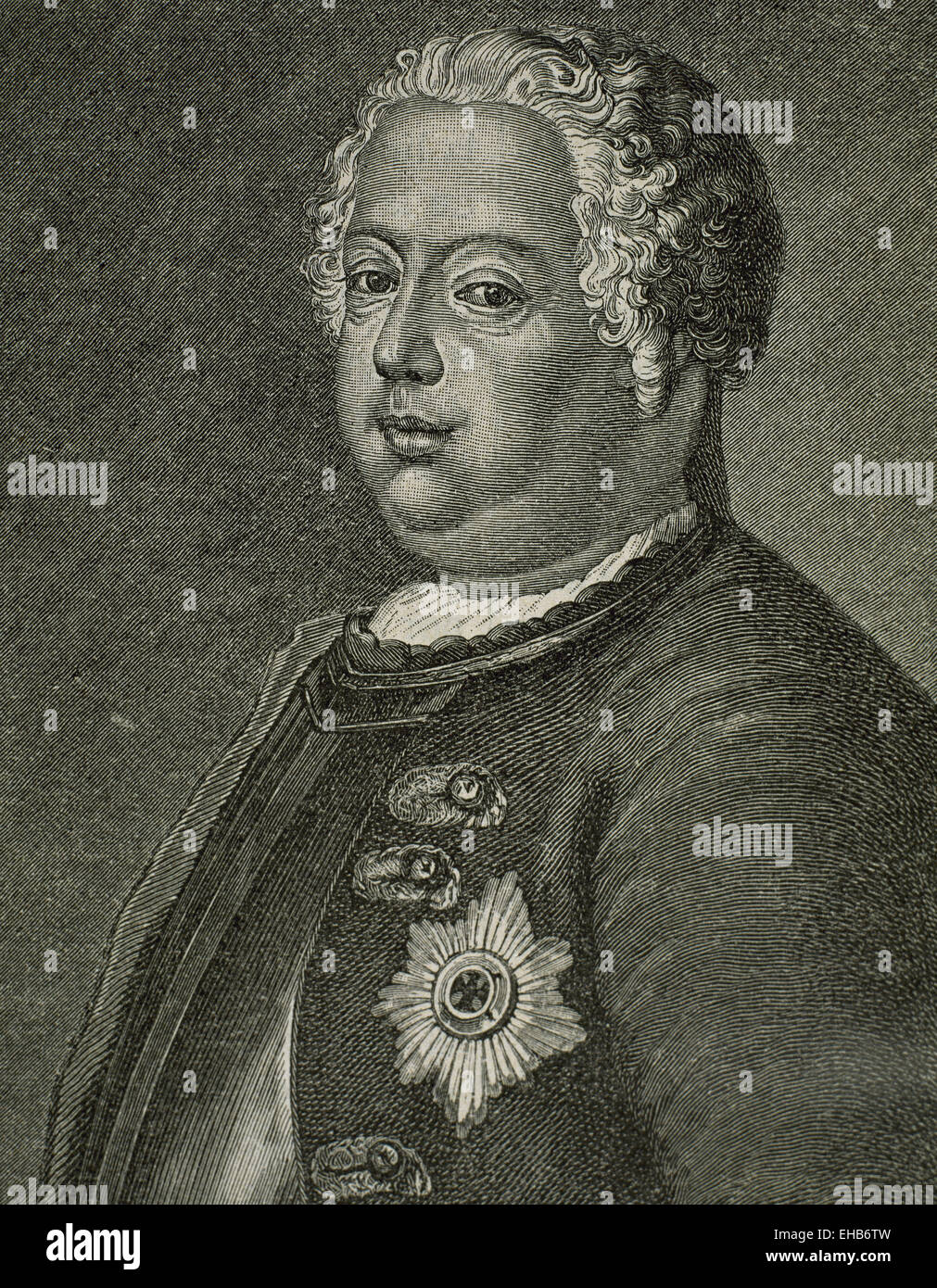 Federico Guillermo I (1688-1740). El rey de Prusia y el príncipe elector de Brandeburgo. Grabado. Siglo xix. Foto de stock
