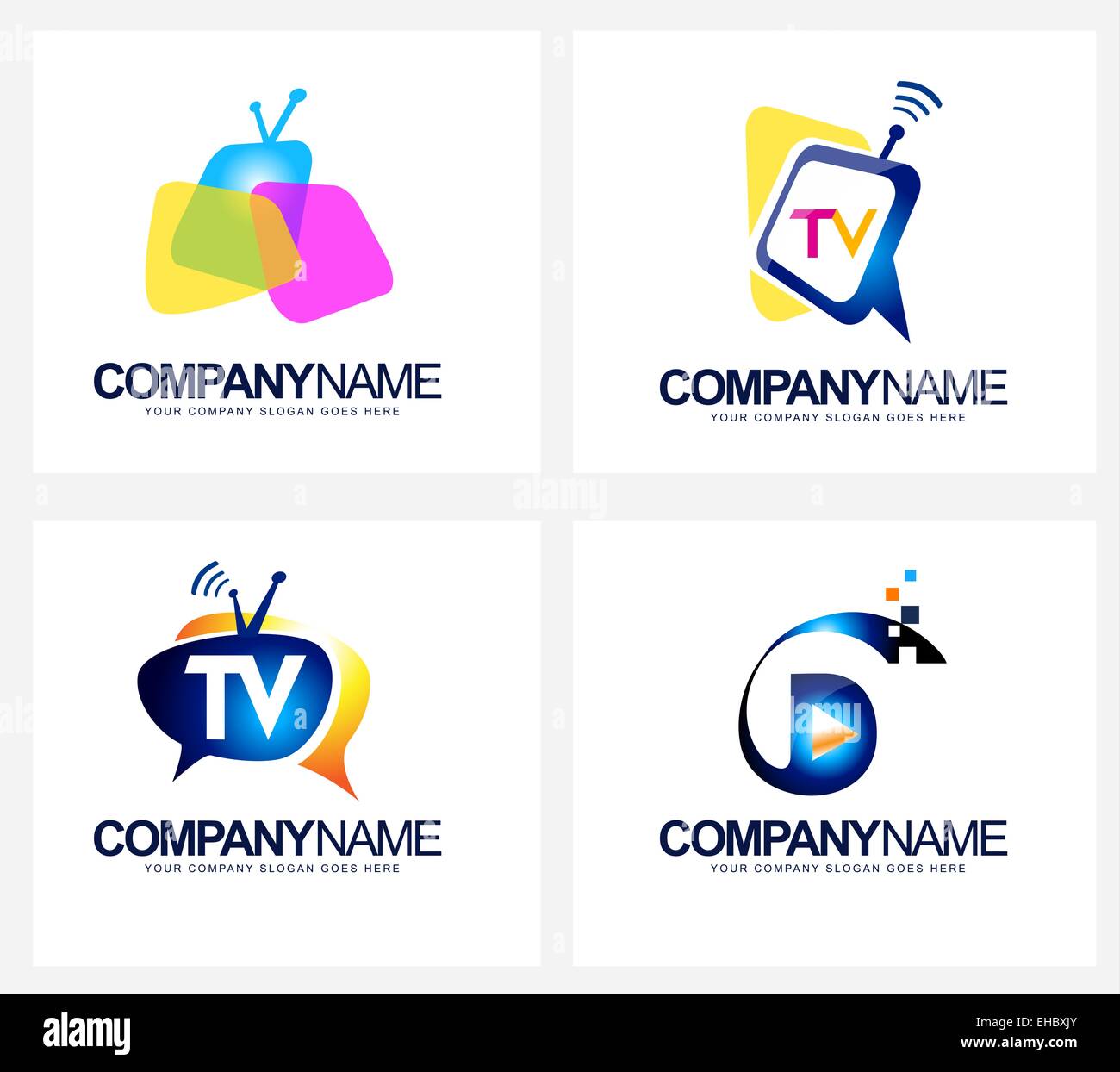 Logotipo de difusión de TV. Vector creativo diseño del icono para televisión Foto de stock