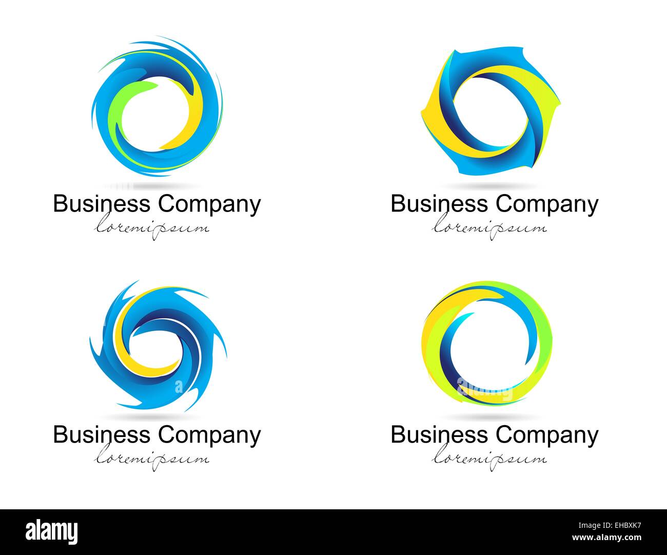 El logotipo corporativo de negocios. Vector creativo espirales y círculos. Foto de stock