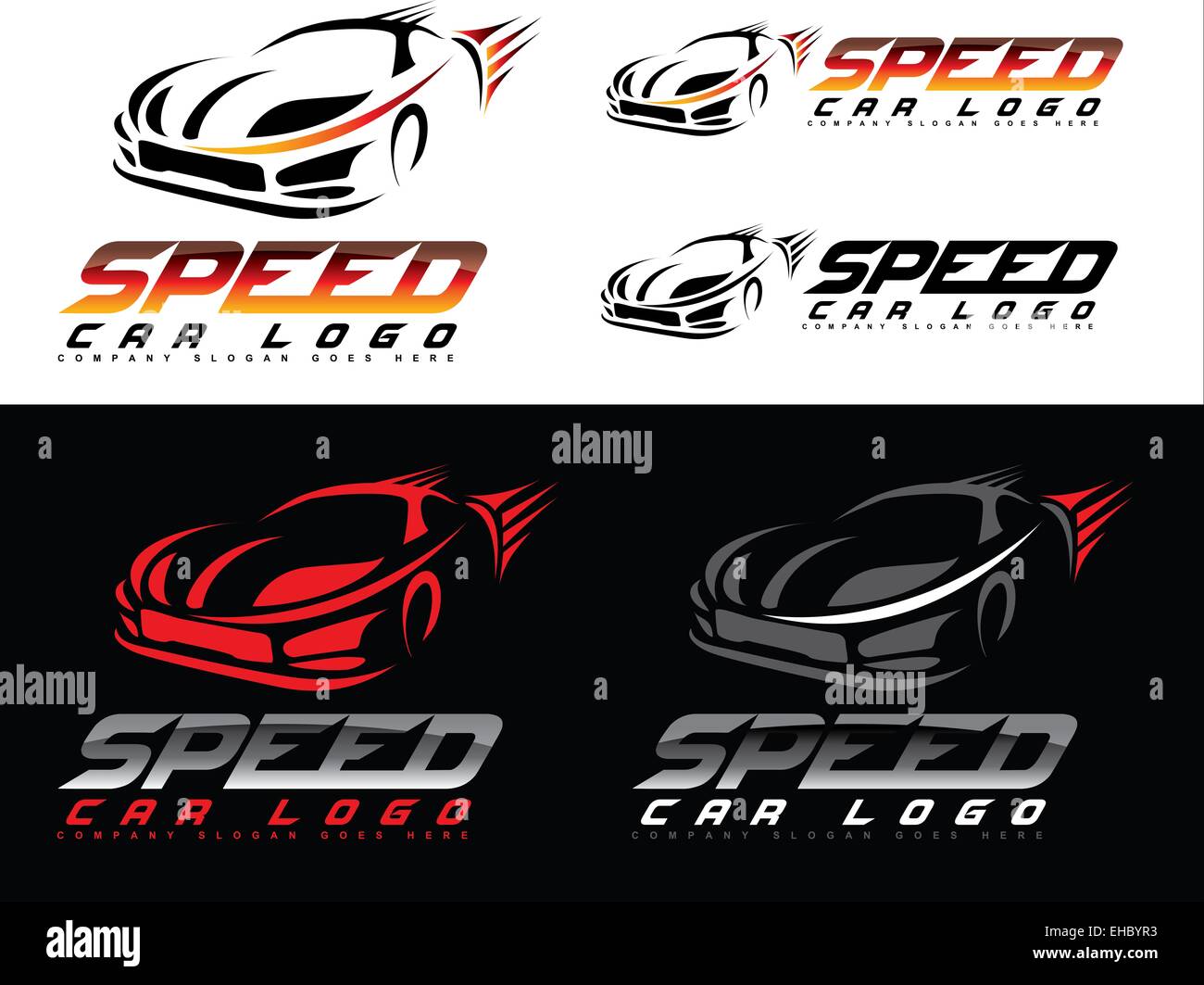 El diseño de los coches de velocidad. Icono de coche deportivo creativo Vector. Diseño en forma de automóvil Foto de stock