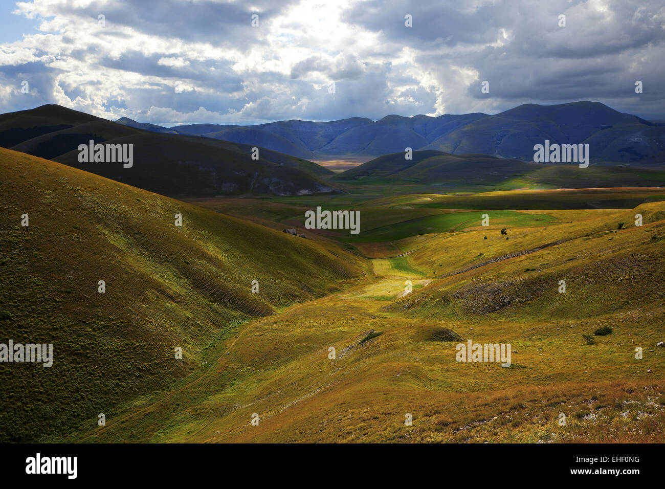 Piano Grande, Sibillini National Park, Italia Foto de stock