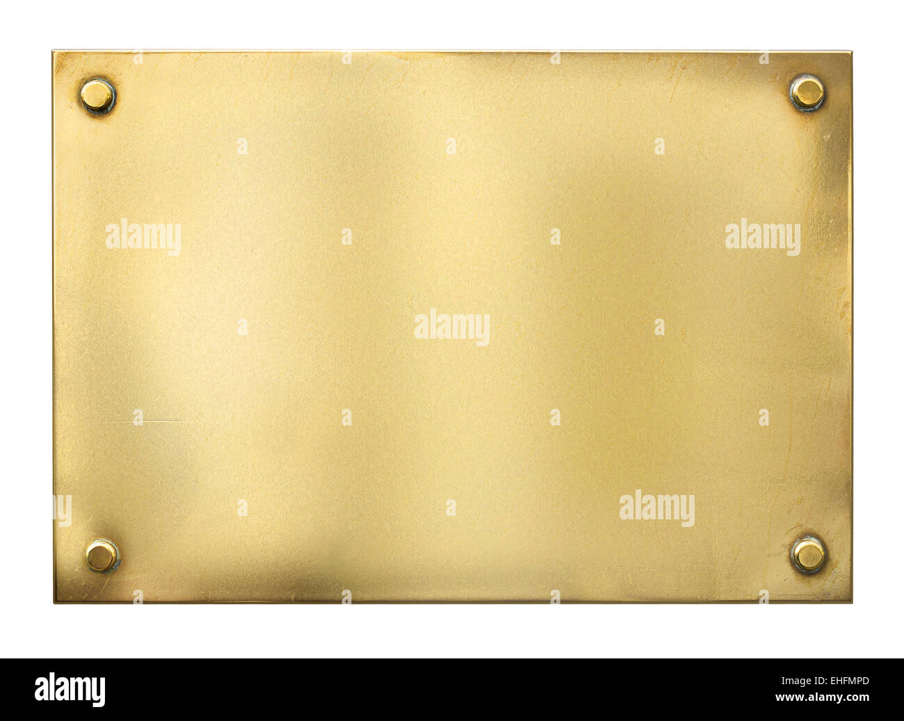 Oro blanco o latón Letrero metálico o nameboard aislado en blanco Foto de stock
