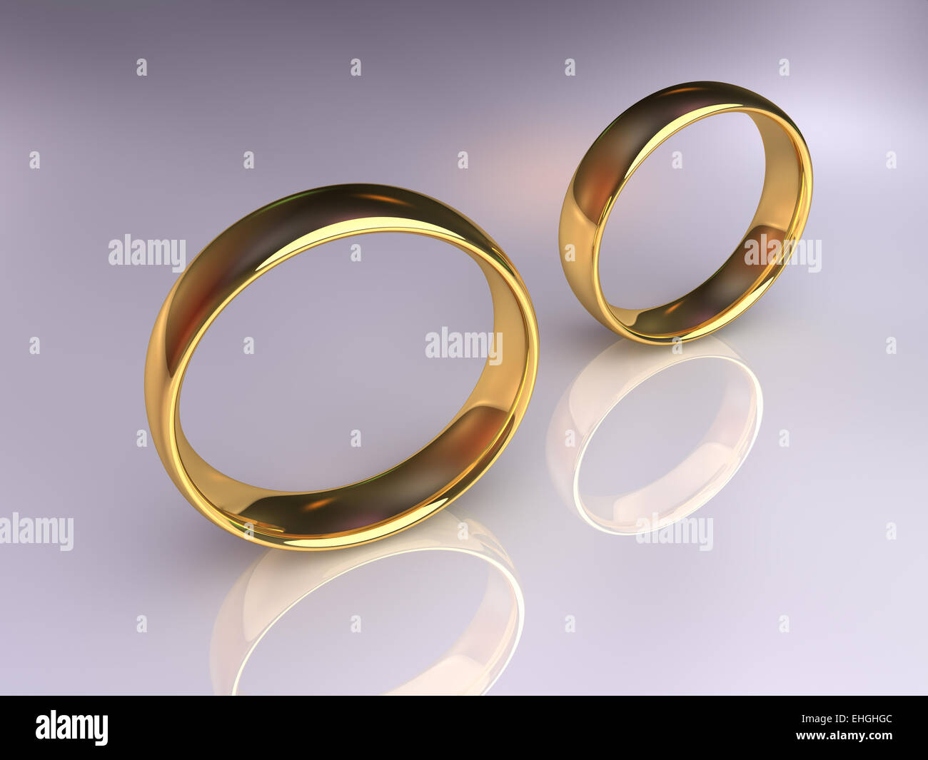 Los anillos de boda por separado. Foto de stock