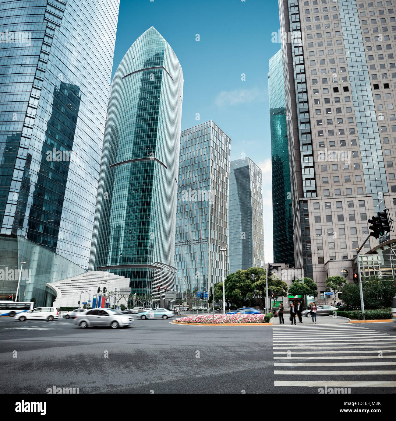 Vista del centro financiero de Lujiazui en Shanghai Foto de stock