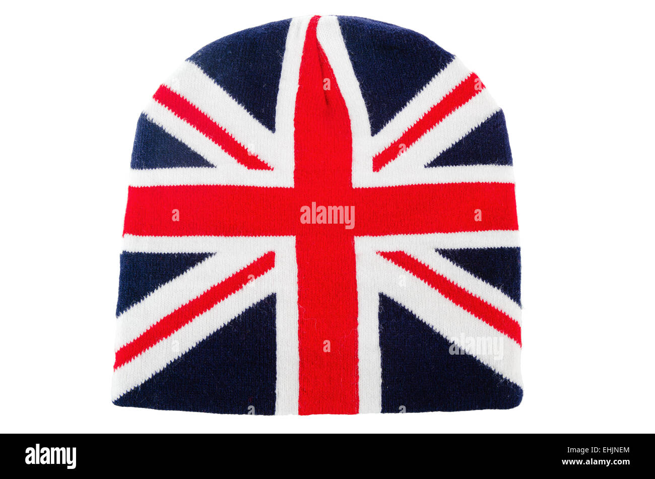 Tapón de lana tejida de bandera inglesa, close-up Foto de stock