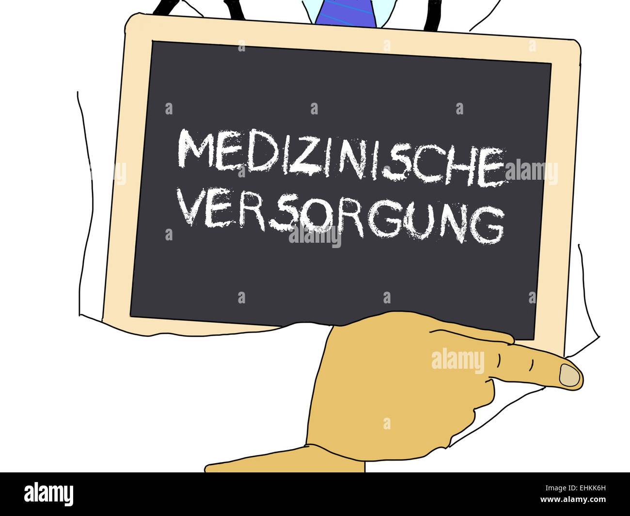 Ilustración Doctor muestra información Salud en alemán Fotografía de