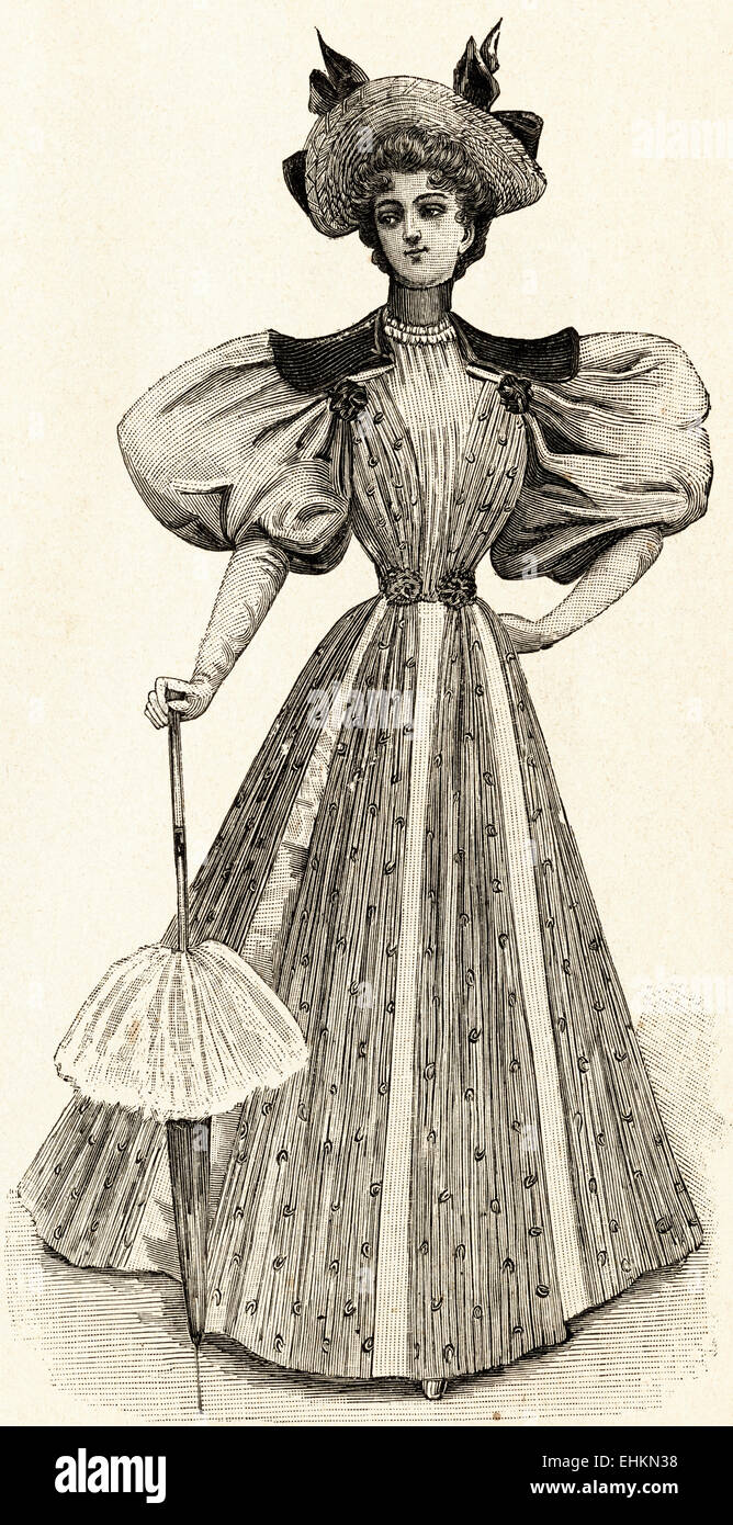 Ilustración de moda mujer victoriana circa 1895 Foto de stock
