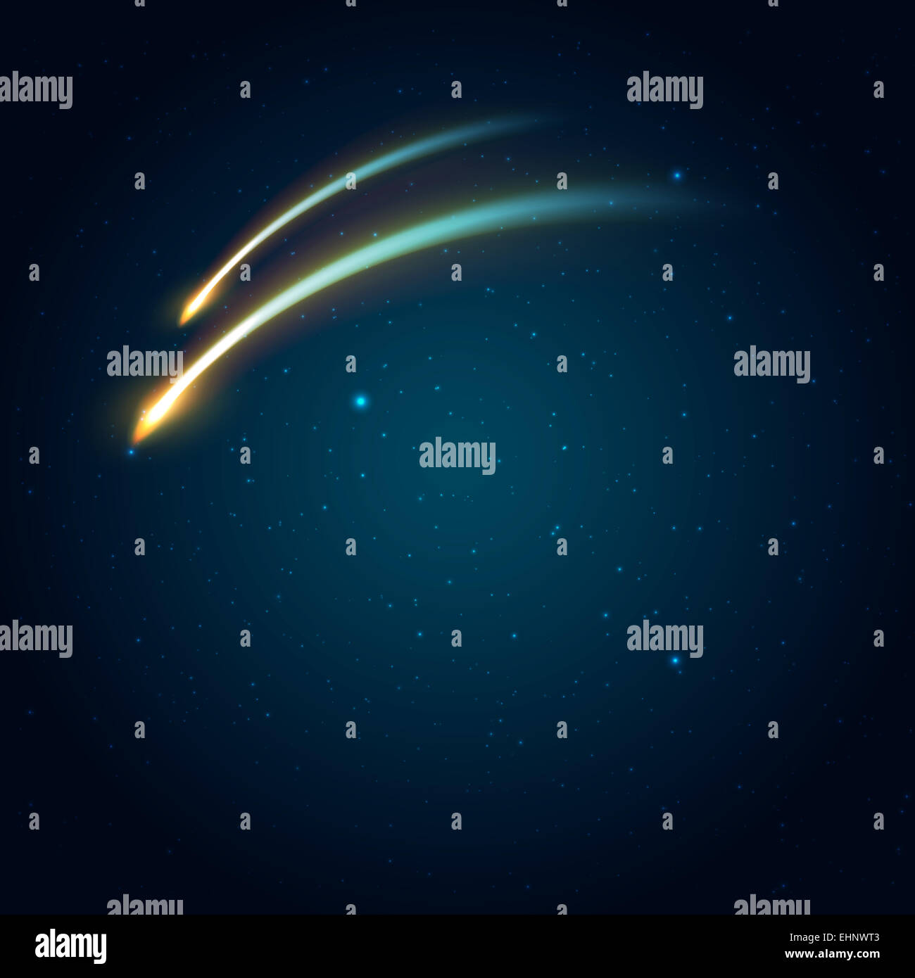 Dos cometas en el espacio de fondo. Ilustración vectorial con espacio para que el texto Foto de stock