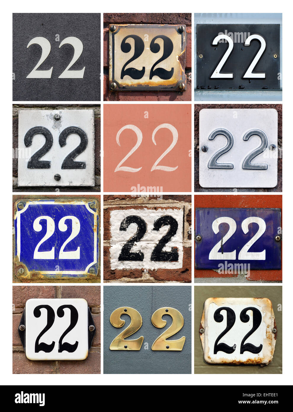 Numero 22 Collage De Veintidos Numeros De Casa Foto Imagen De