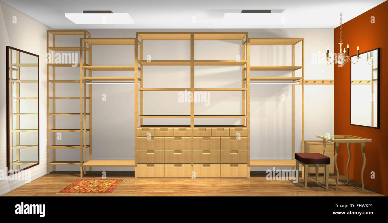3d diseño de interiores, amplios vestidores Fotografía de stock - Alamy