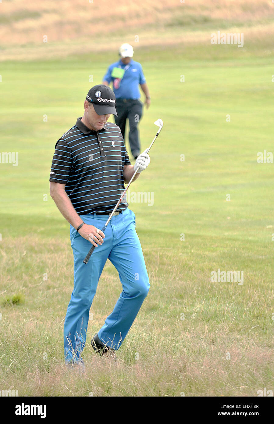 Robert Karlsson, Open de Golf, Hoylake, Royal Liverpool, de 2014, último día, Paseos, Fairway, Open Británico Foto de stock