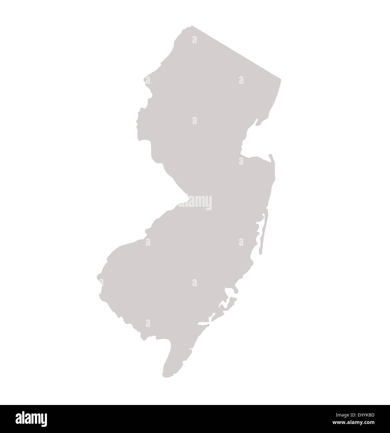 Mapa del Estado de Nueva Jersey aislado sobre un fondo blanco, USA. Foto de stock