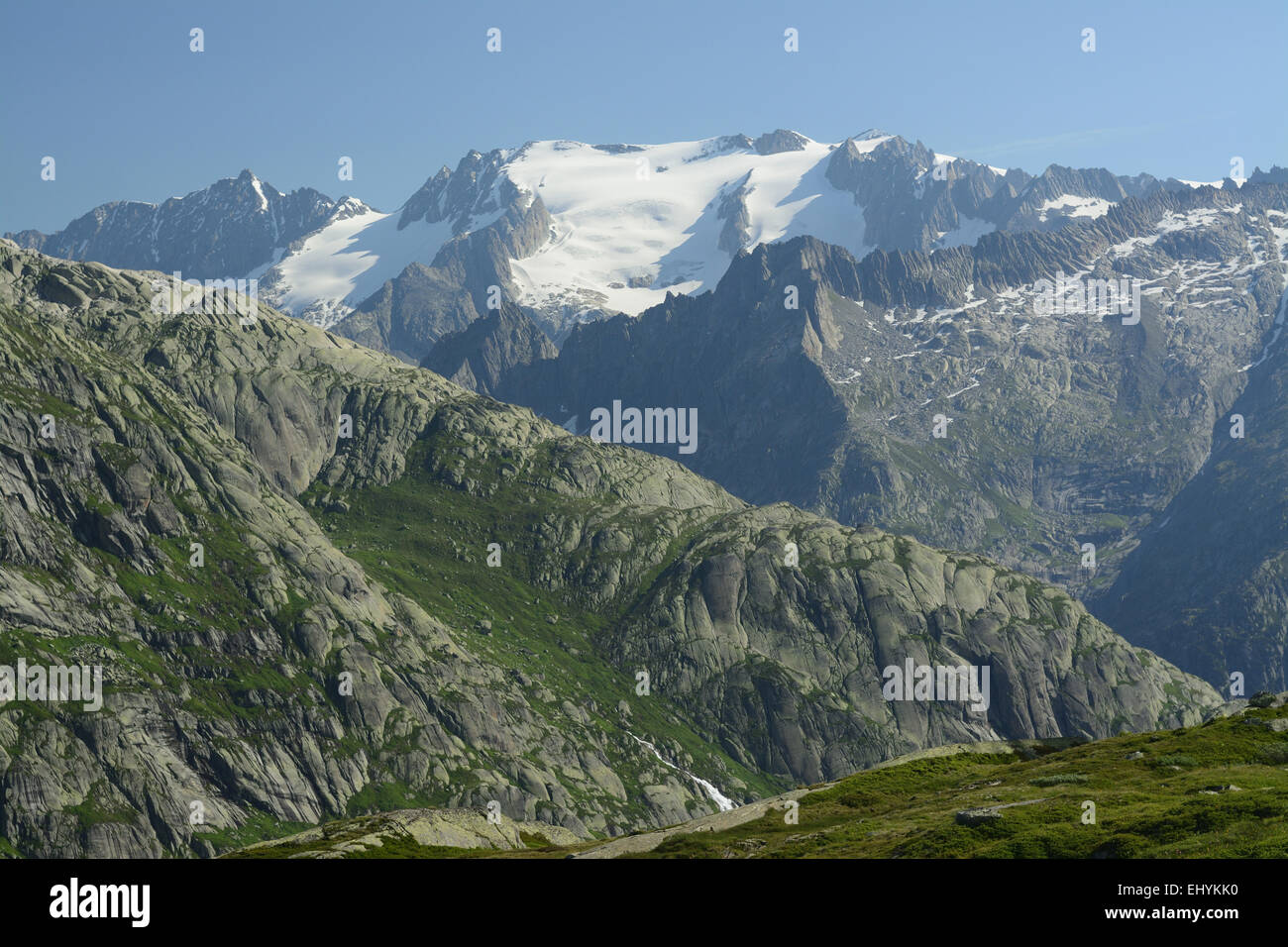 Los Alpes, las montañas, Grimsel, glaciares, nieve, Tieralplistock, en el Oberland Bernés, Cantón de Berna, Suiza, Europa, Foto de stock