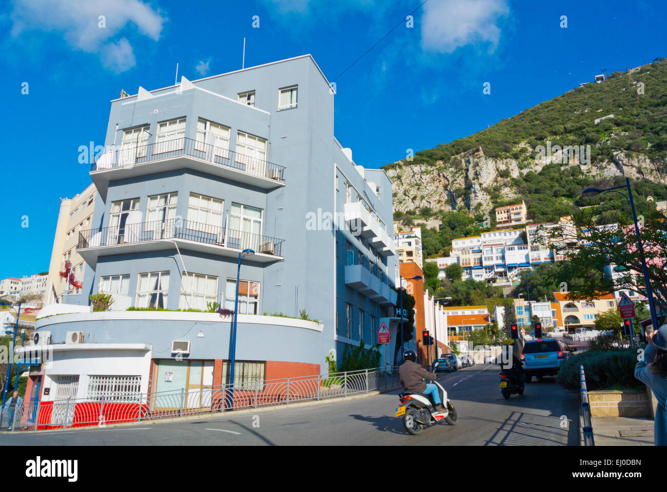 Escena callejera off Rosia Road, Gibraltar, Europa Foto de stock