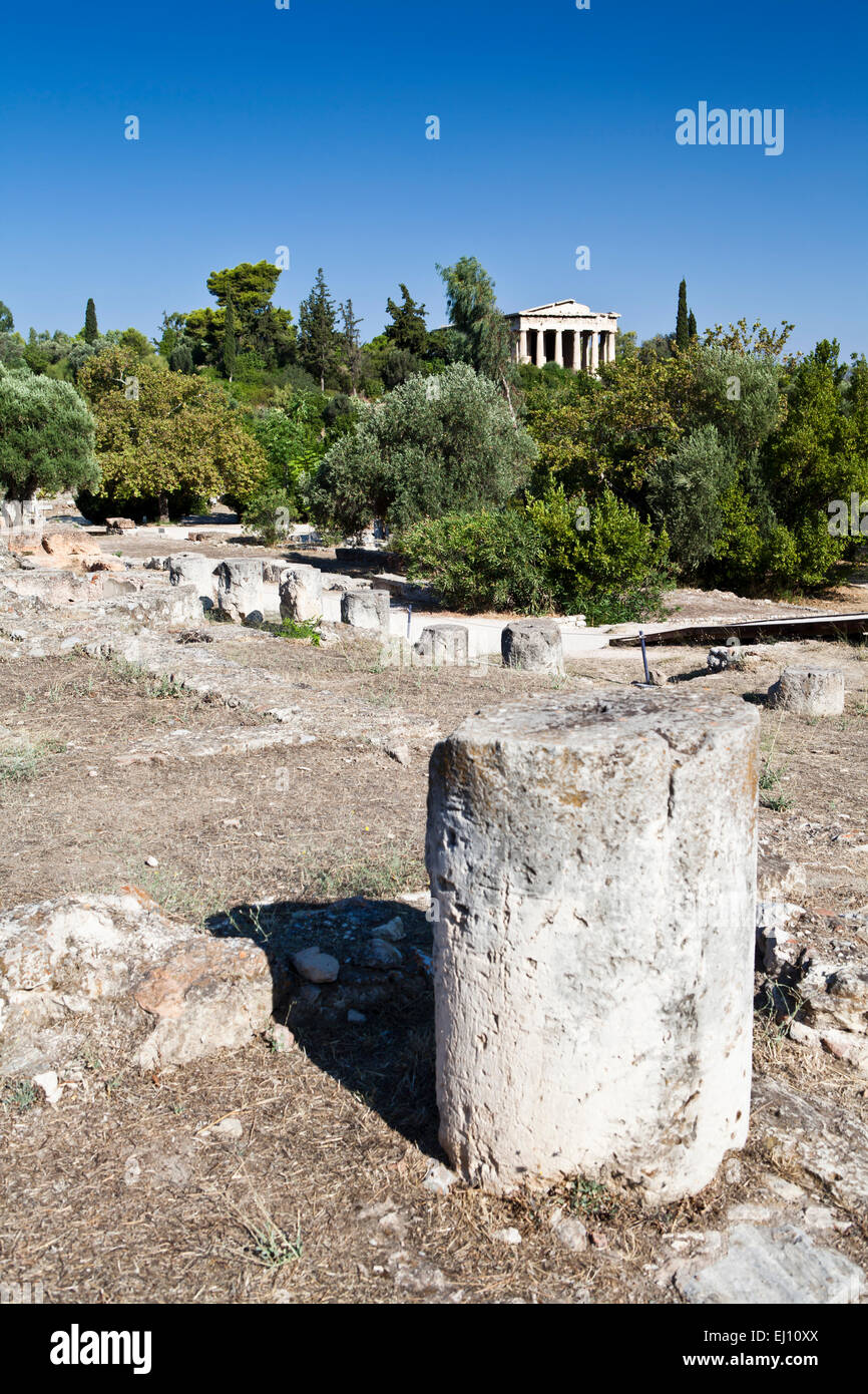 El Templo de Hefesto en el Ágora de Atenas en Atenas, Grecia. Foto de stock