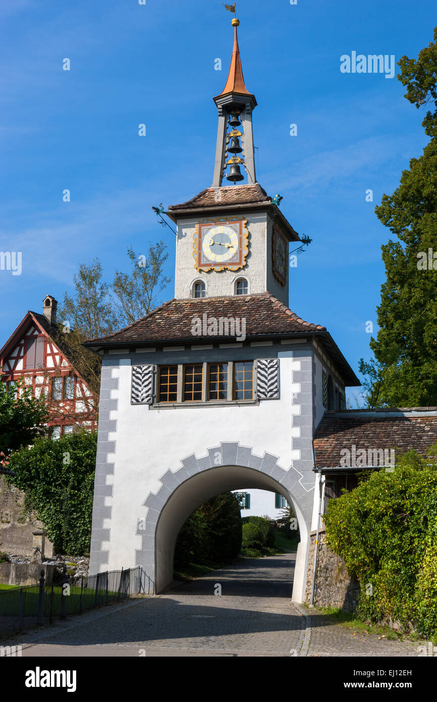 Hauptwil, Suiza, Europa, cantón Turgovia, Gate Tower Foto de stock
