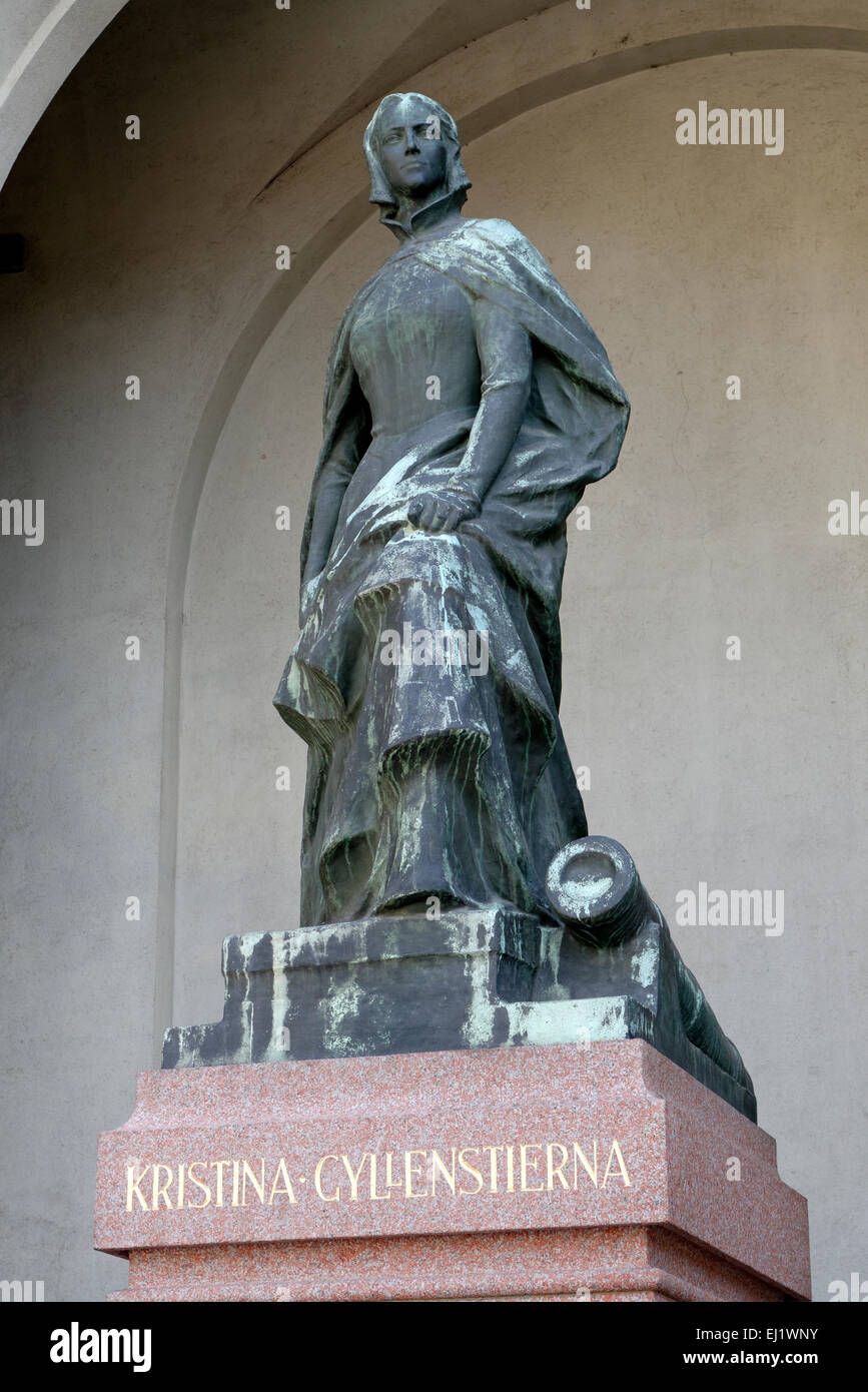 Estatua de Christina Gyllenstierna, Kristina Nilsdotter slottet, el Palacio Real, el Sueco Kungliga, palacio real en Gamla Stan Foto de stock