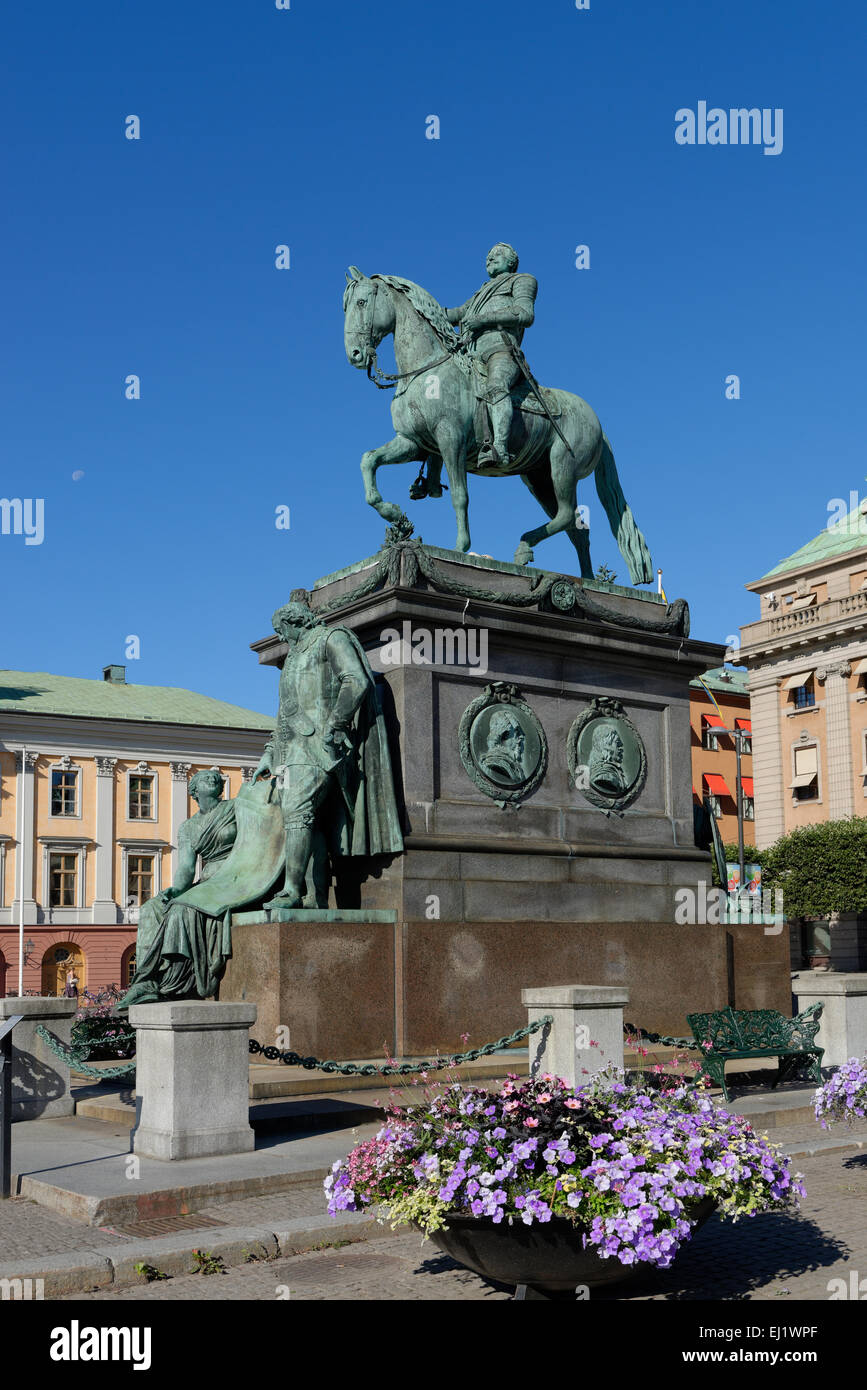 Estatua de Gustav II. Adolf Gustav Adolfs Torg, Norrmalm, Estocolmo, Suecia Foto de stock