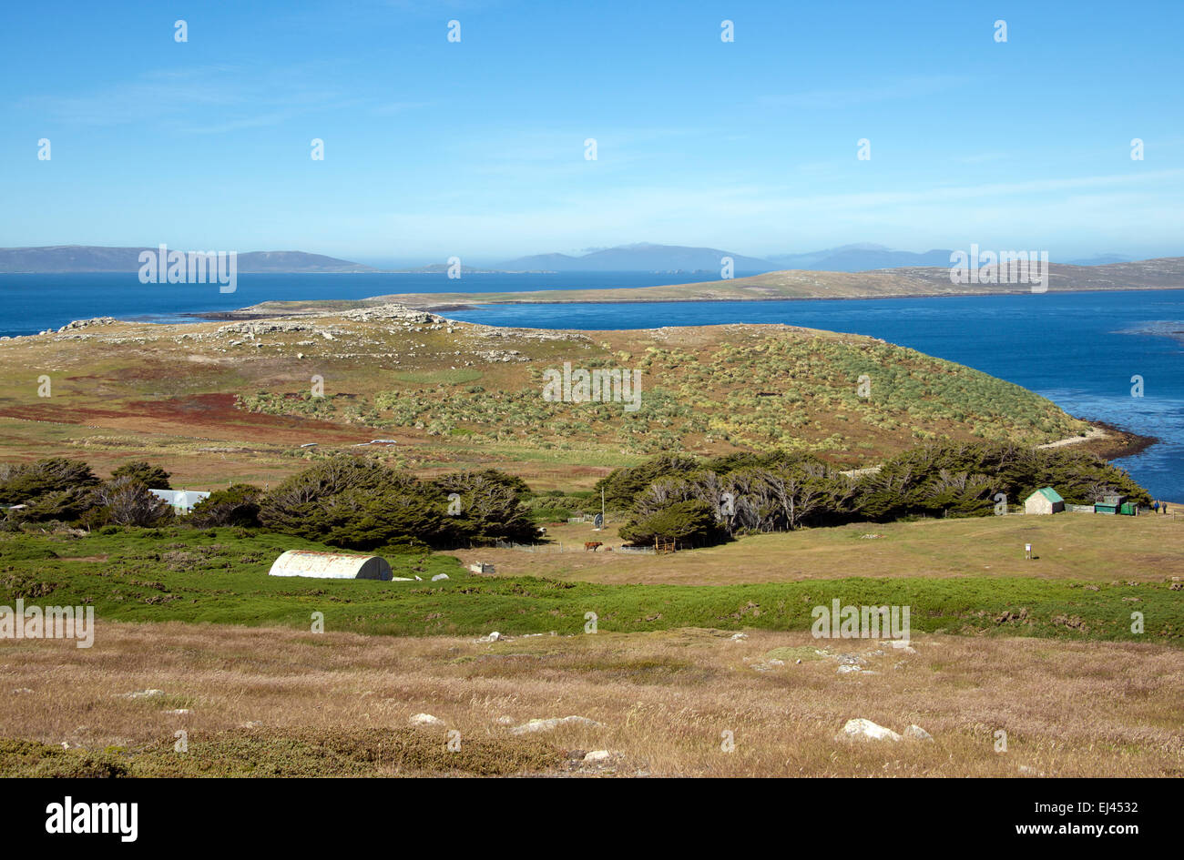 Vista panorámica de las Islas Falkland Island West Point Foto de stock