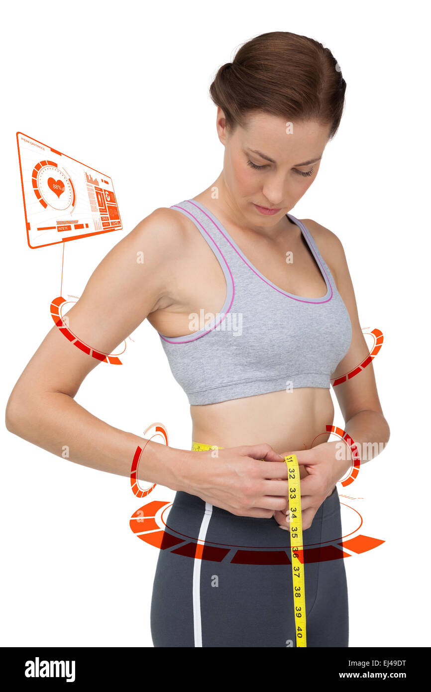 Imagen compuesta de retrato de una mujer encaje cintura de medición Foto de stock