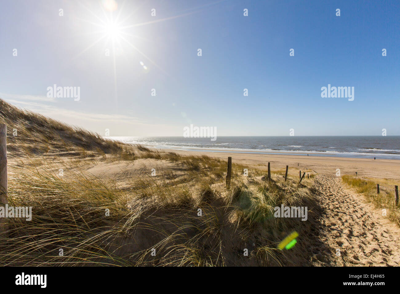 Egmond aan Zee, Holanda Septentrional, Holanda, costa del Mar del Norte, playas de arena blanca. Foto de stock