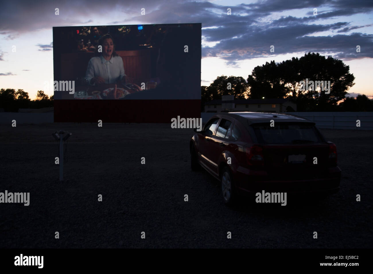 Vistas en coche ver la película Star Drive en Cine, Montrose, Colorado, EE.UU. Foto de stock