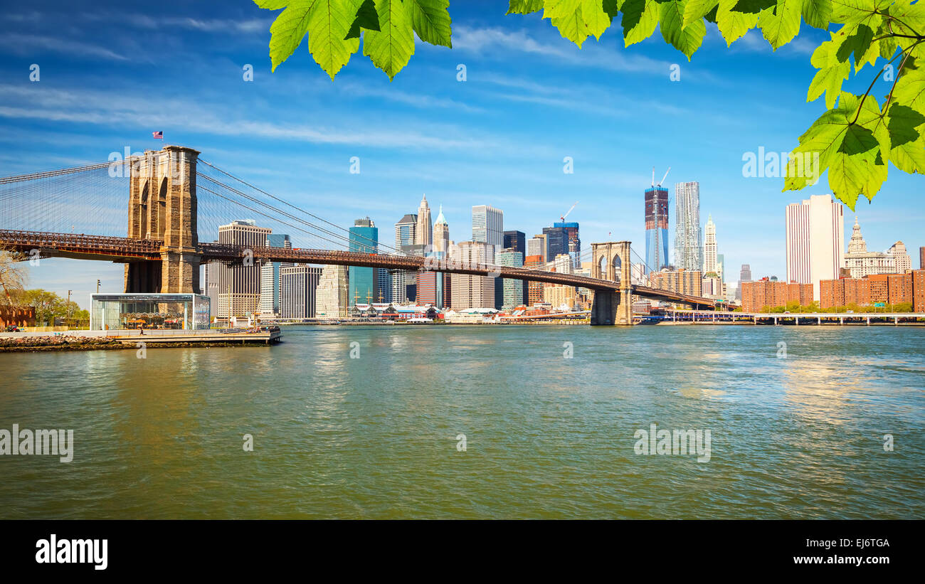 Puente de Brooklyn y Manhattan Foto de stock