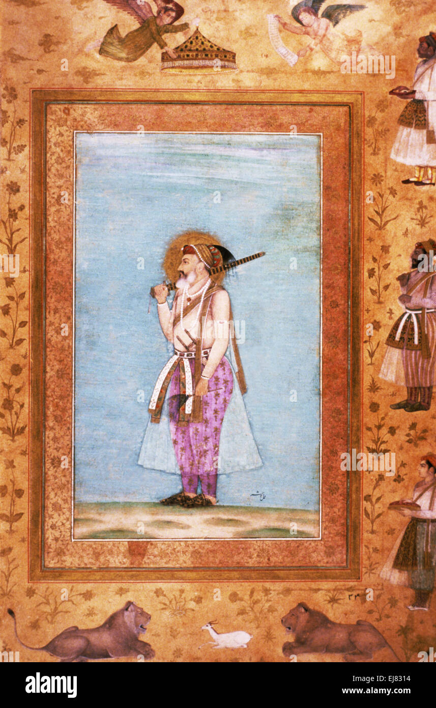 Shah Jahan en su vejez. Pintura en miniatura Mughal circa 1700 A.D. India Foto de stock