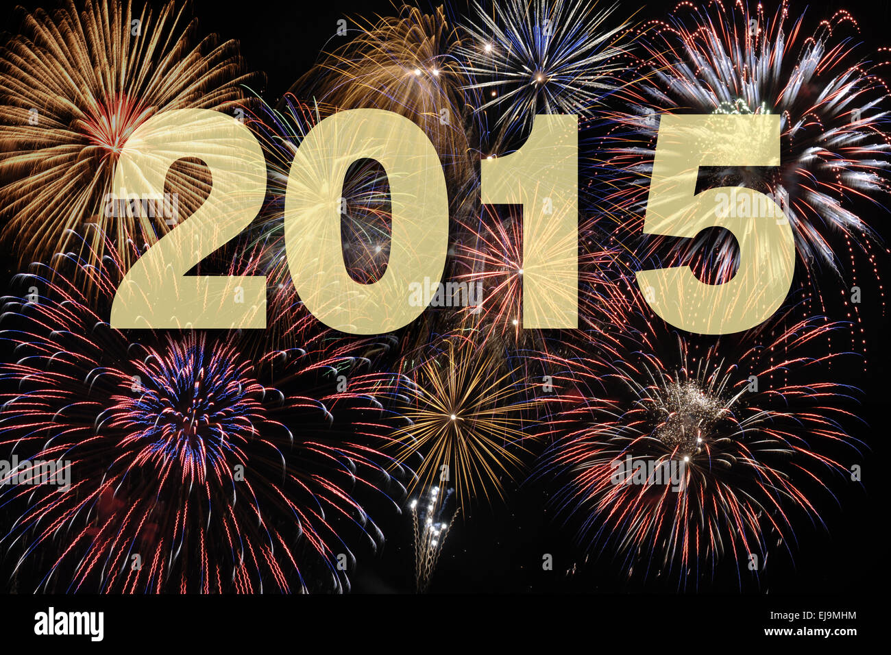 Fuegos artificiales de Año Nuevo para 2015 Foto de stock
