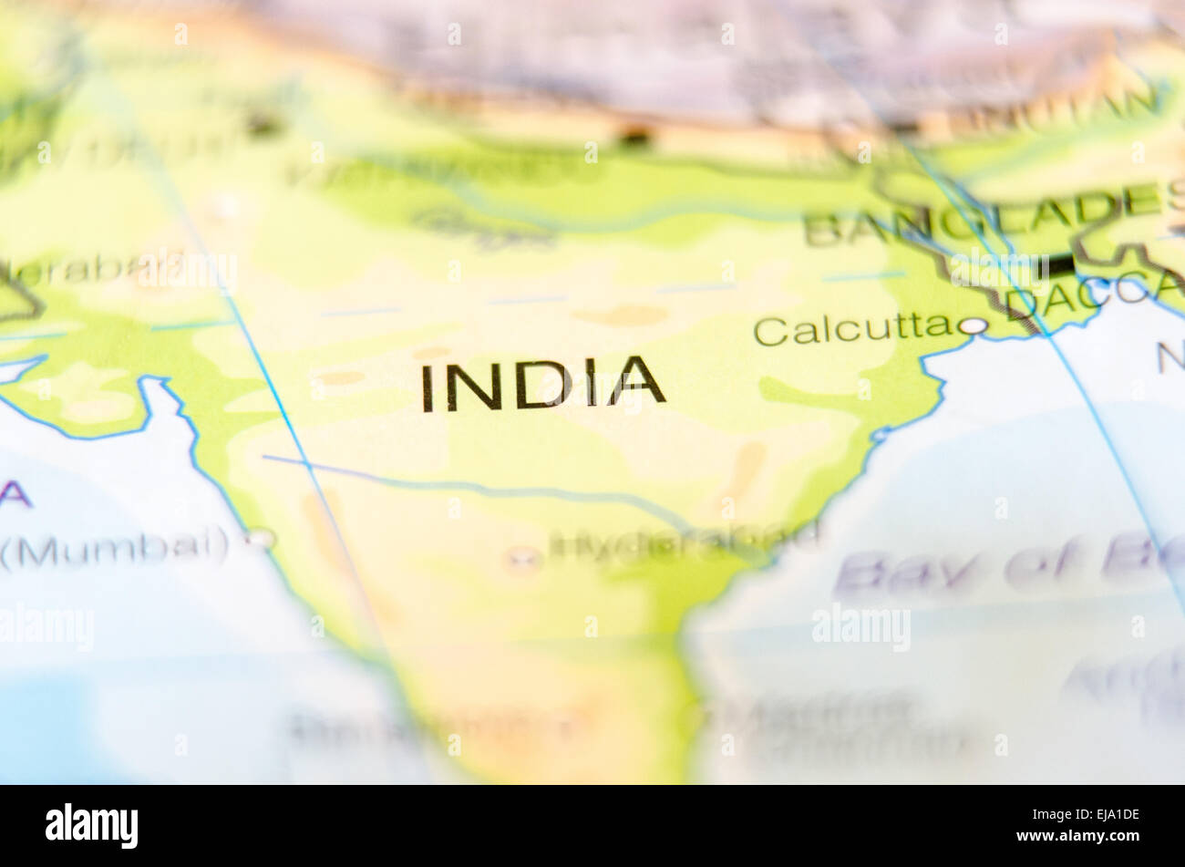 La India, país en el mapa Foto de stock