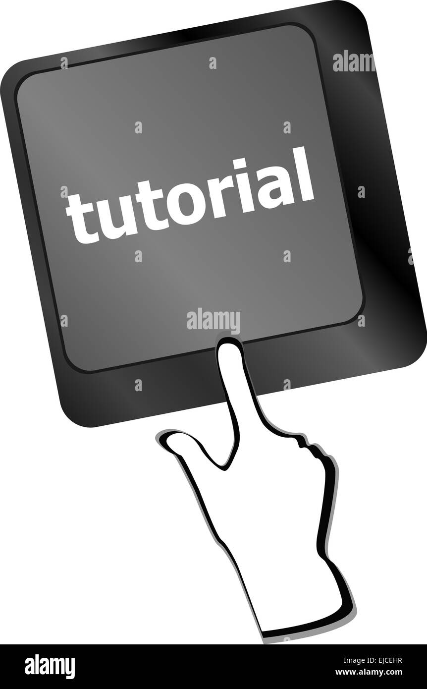Tutorial o concepto de e-learning con la tecla en el teclado del ordenador Foto de stock