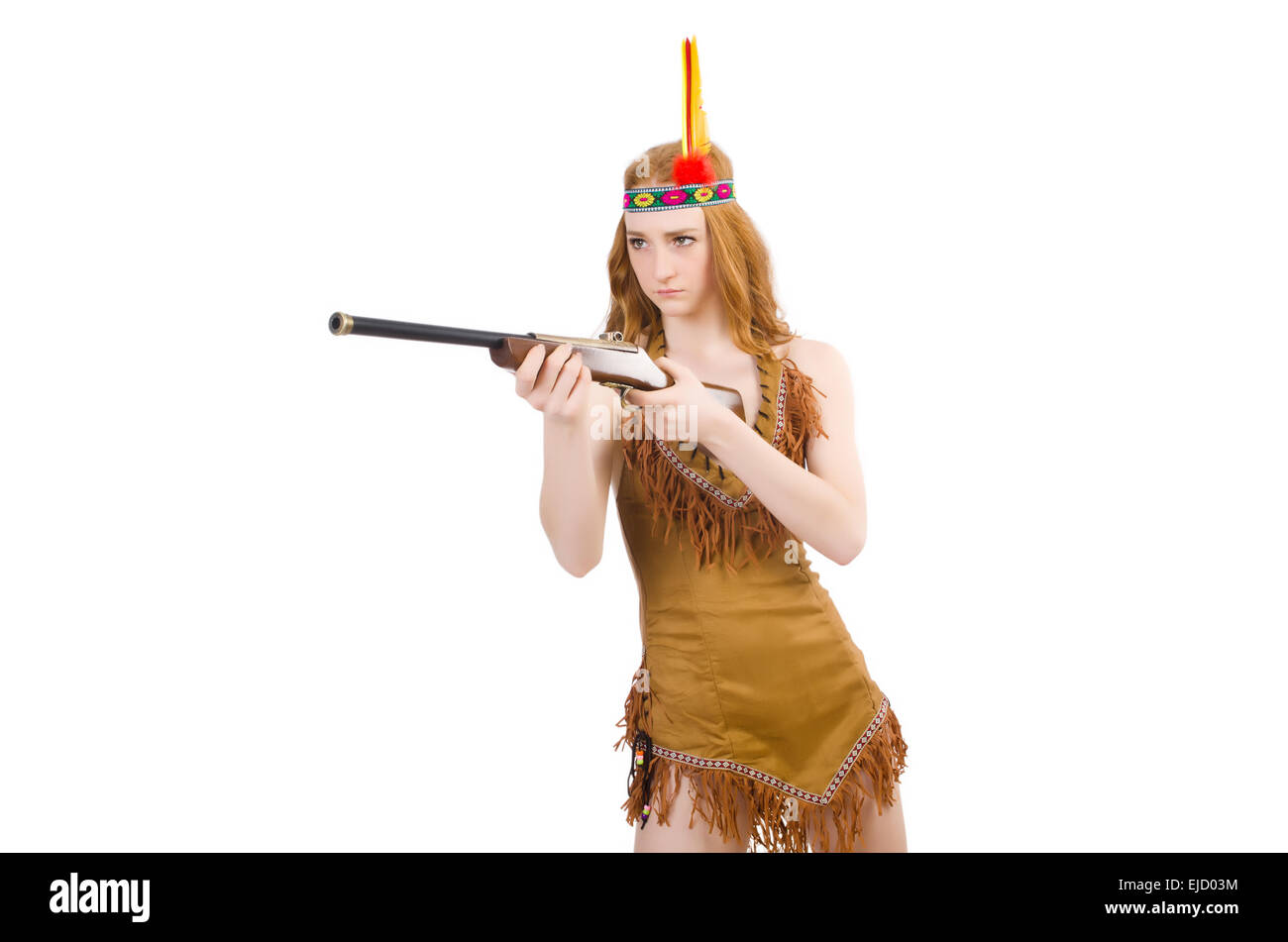 Mujer nativo americano cazando fotografías e imágenes de alta