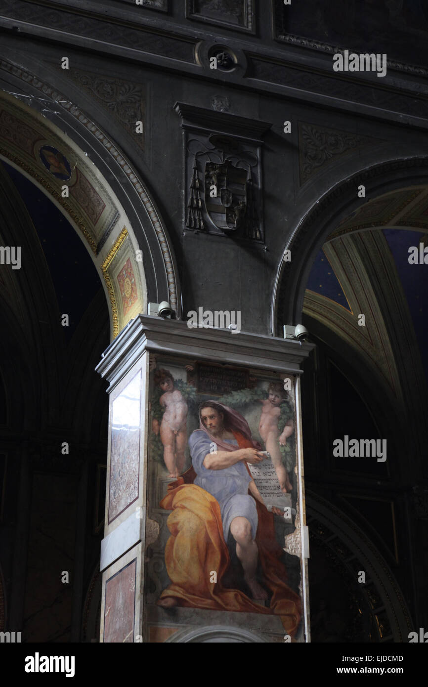 El profeta Isaías. Fresco por Rafael en la Basílica di Sant'Agostino en Campo Marzio, en Roma, Italia. Foto de stock