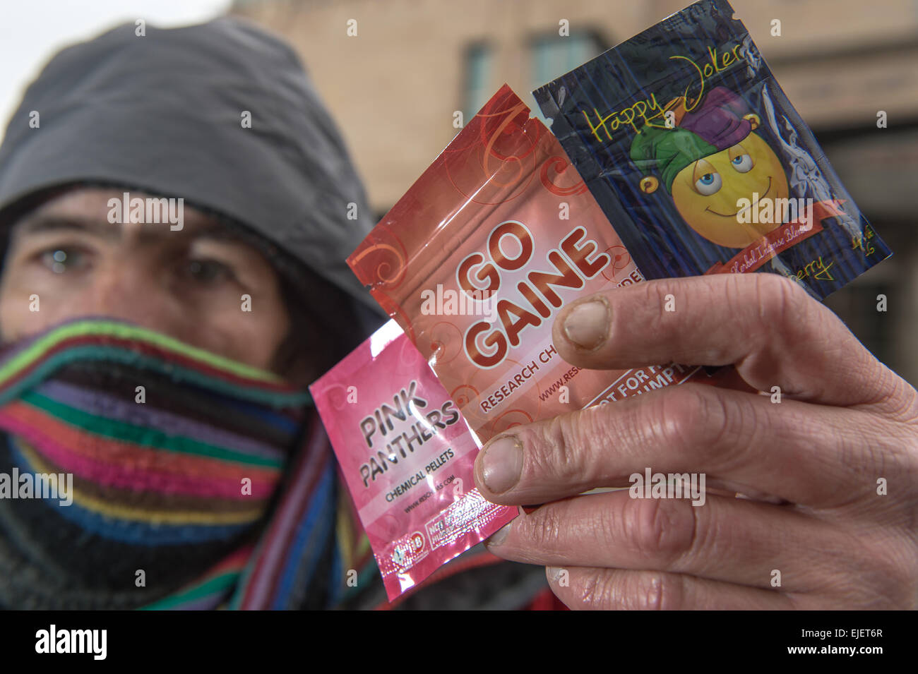 Un concesionario posee una selección de los récords, como Rosa Panteras, vaya Gaine y feliz Joker. Foto de stock