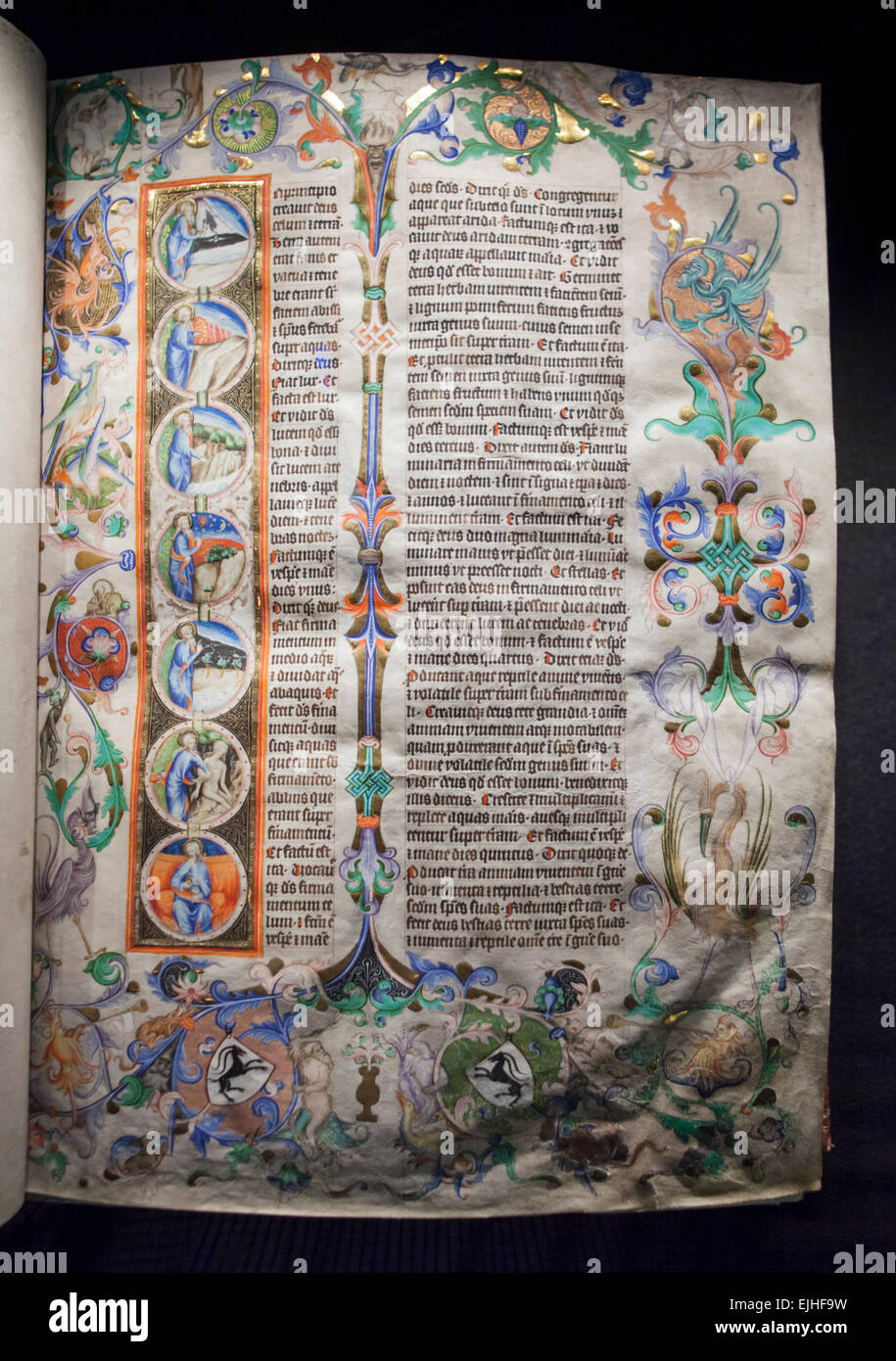 Manuscrito iluminado, el Museo Plantin-Moretus de Amberes (Bélgica) Foto de stock