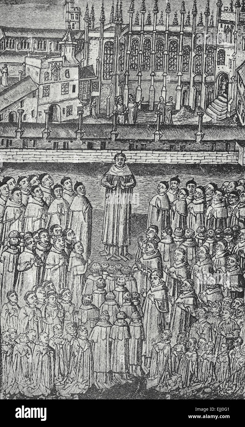 New Oxford y el centenar de oficinistas - Cien empleados, New College, Oxford, 1453 Foto de stock
