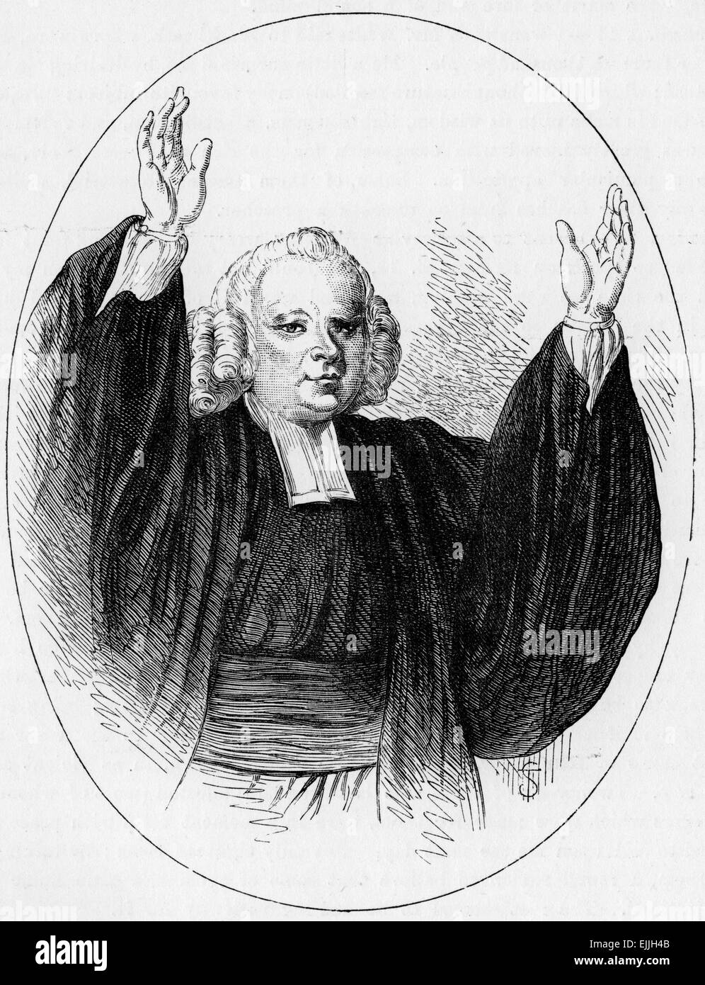 George Whitefield (1714 - 1770), también conocido como George Whitfield, un predicador anglicano inglés Foto de stock
