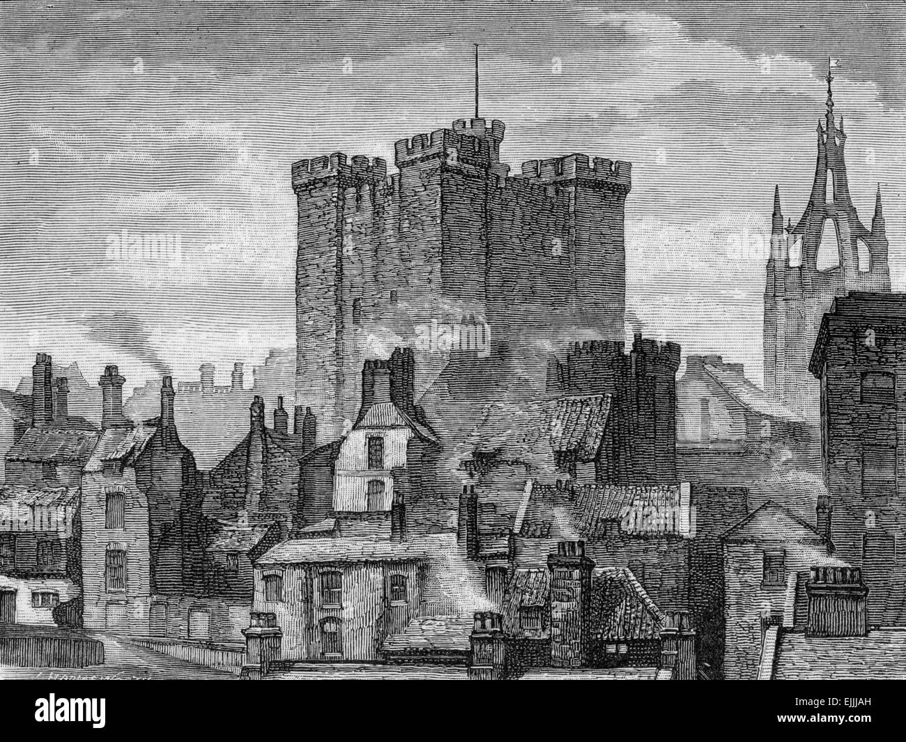 La ciudad de Newcastle upon Tyne en los días de John Wesley; grabado de selecciones desde el diario de John Wesley, 1891 Foto de stock