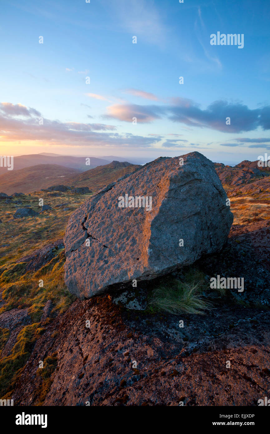 Atardecer de otoño Slieve Foye, Carlingford, Condado de Louth, Irlanda. Foto de stock