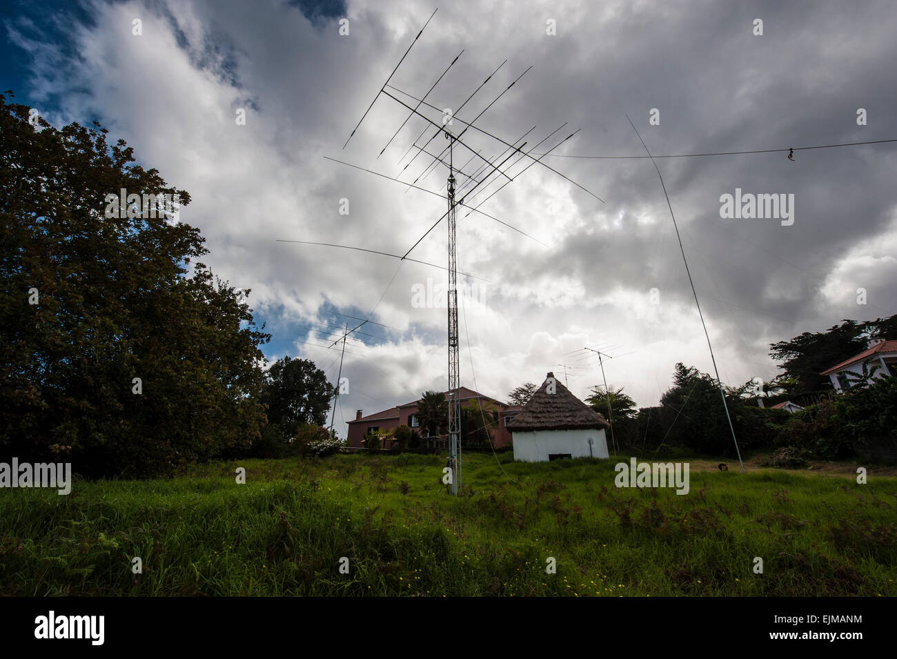 Radio Aficionado impugnando la estación de Santana, la isla de Madeira, el Océano Atlántico Foto de stock