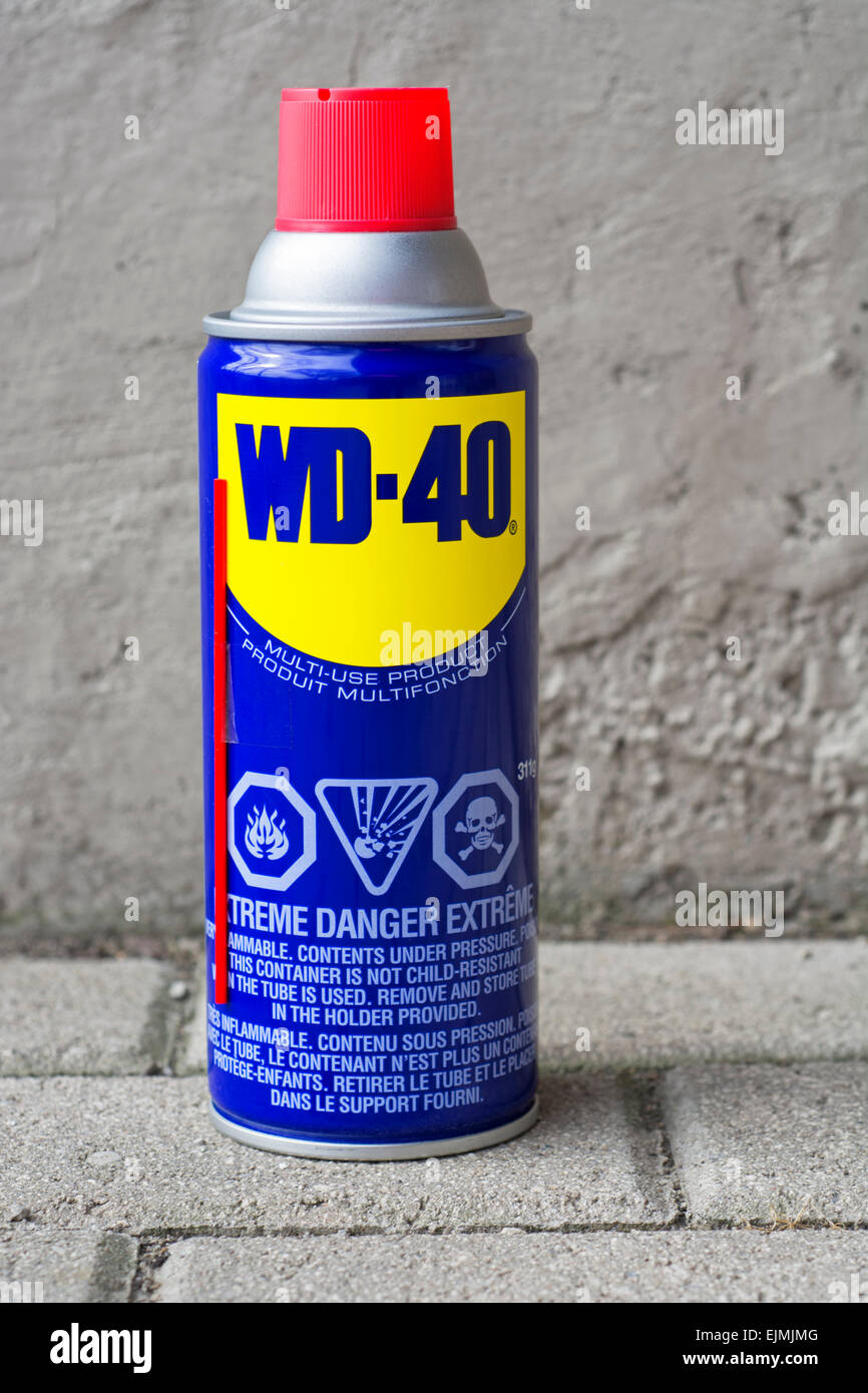 WD-40, WD 40 puede, lubricante WD40 Foto de stock