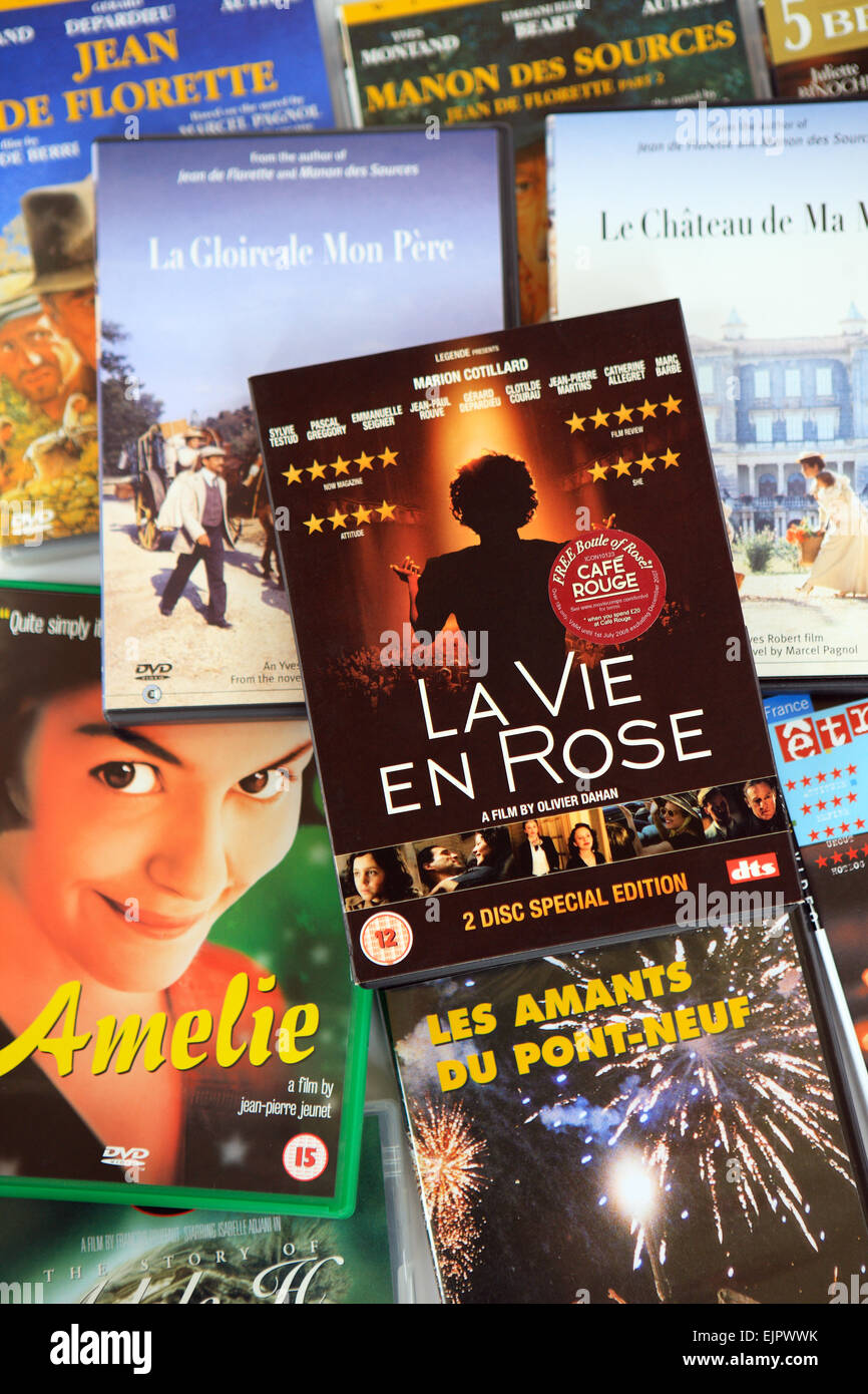 DVD's de películas francesas Foto de stock