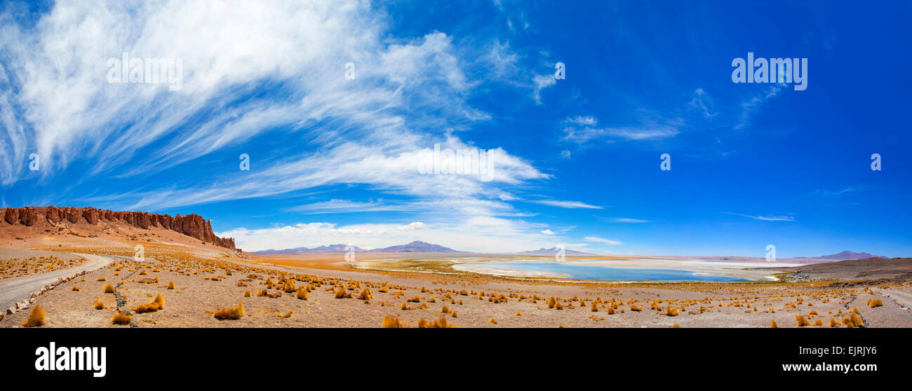 Las rocas y las nubes. Salar de Tara panorama. Región de Antofagasta, Chile. 4320 mt. de altitud. Foto de stock