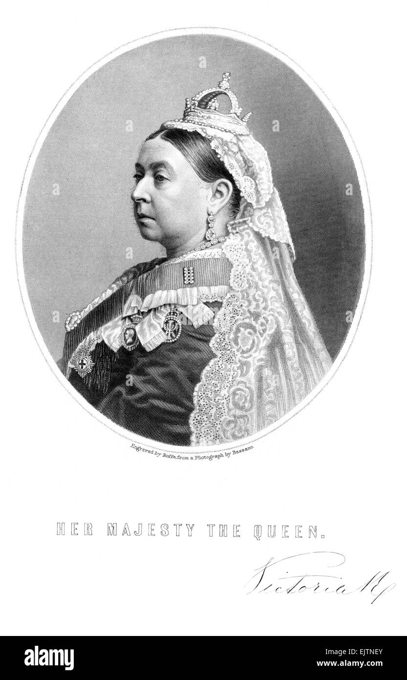 Ilustración Retrato grabado de la reina Victoria desde 1897. Foto de stock
