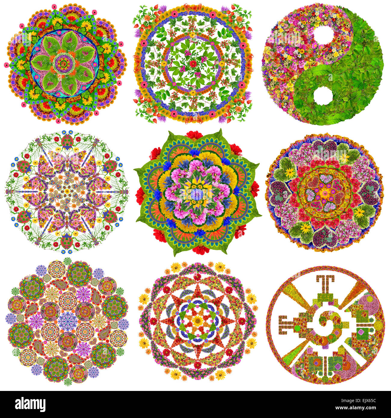 Círculo abstracto mandalas hechas de flores y hojas. Conjunto aislado. Imágenes de tamaño completo se puede encontrar en mi cartera Fotografía de stock - Alamy Círculo abstracto mandalas hechas de flores y hojas. Conjunto aislado. Imágenes de tamaño completo se puede encontrar en mi cartera Fotografía de stock - Alamy