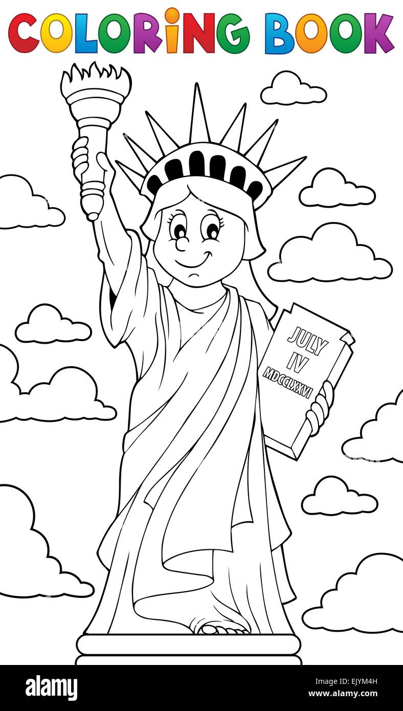 Libro para colorear la estatua de la libertad Tema 1 - ilustración  ilustración Fotografía de stock - Alamy