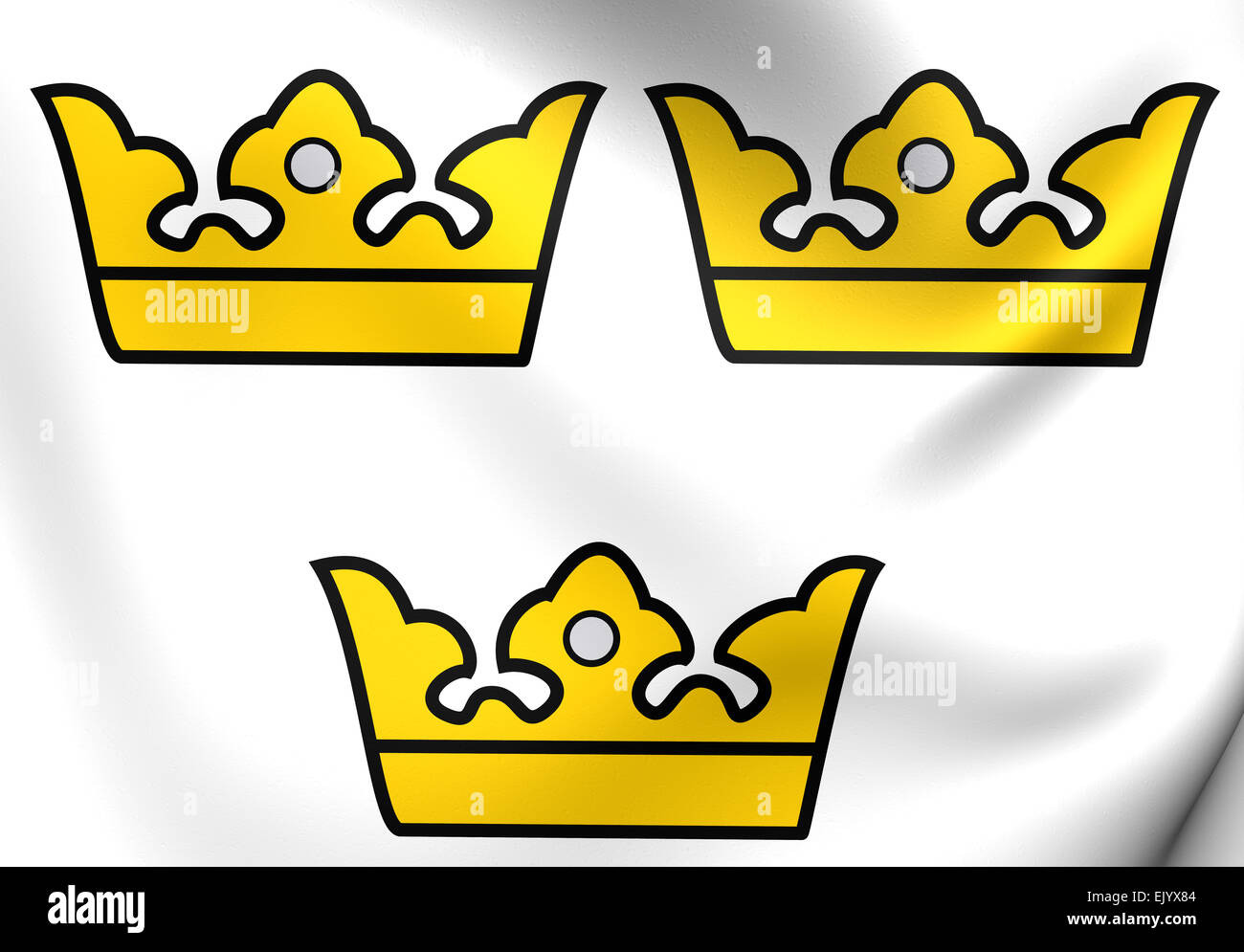 Tres Coronas. Emblema nacional de Suecia. Foto de stock
